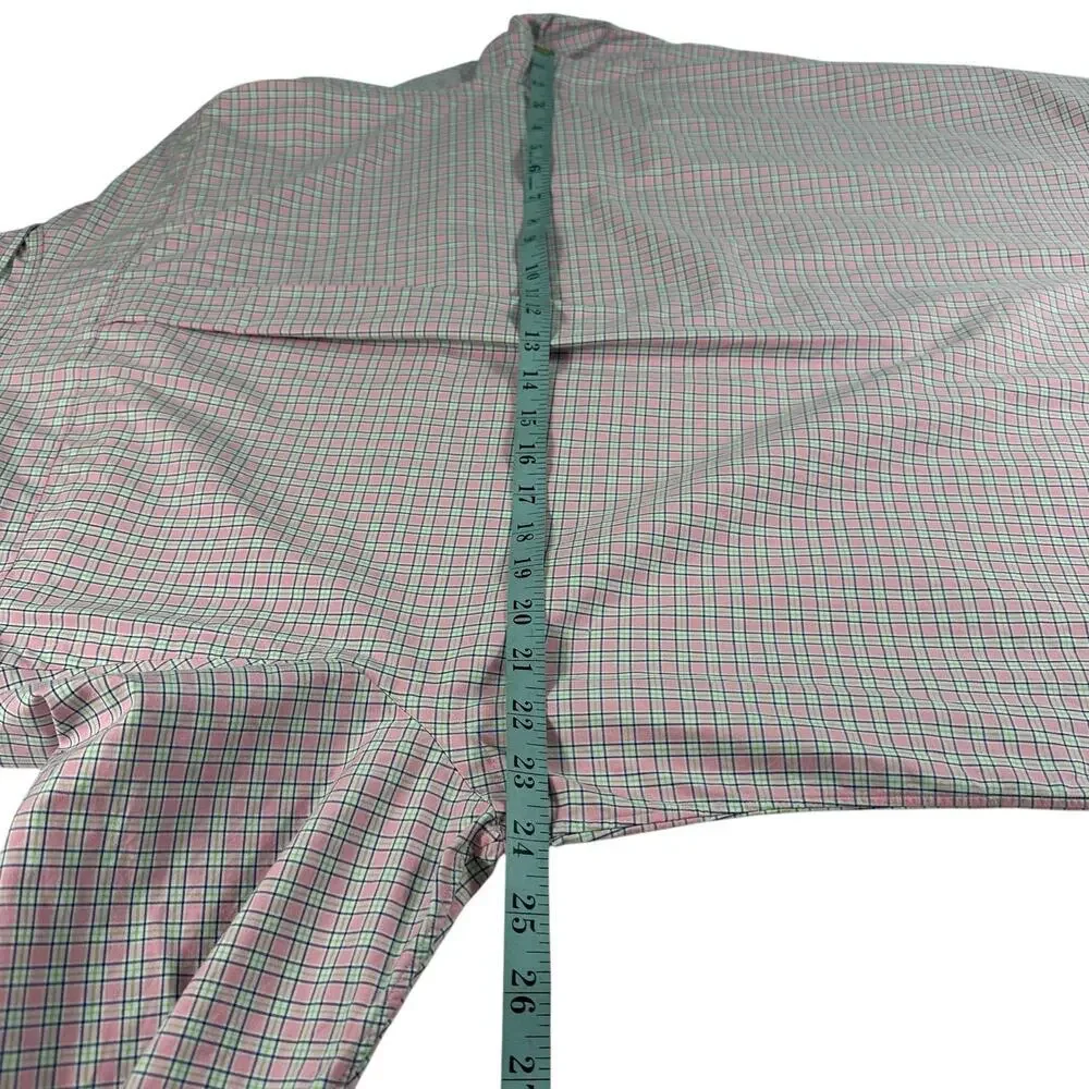 Ralph Lauren Pink Plaid Long Sleeve Button Down Collared Dress Shirt Cotton Sz L
